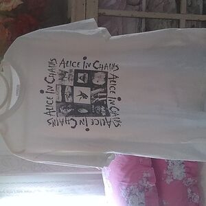 Men's white ALICE IN CHAINS XL 100% COTTON Tee shirt white